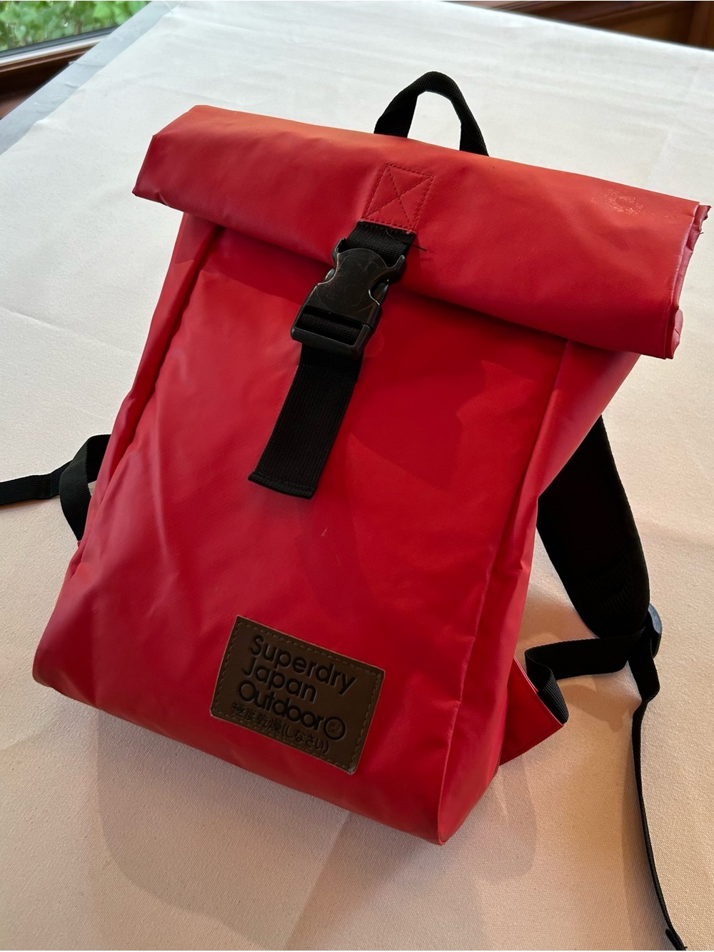 Superdry Japan Outdoor Red Tarp Roll Top Backpack Tech Rucksack Pouch Unisex